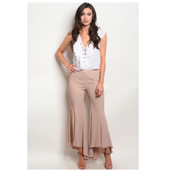 Taupe Asymmetrical Pants - Picture 2 of 5